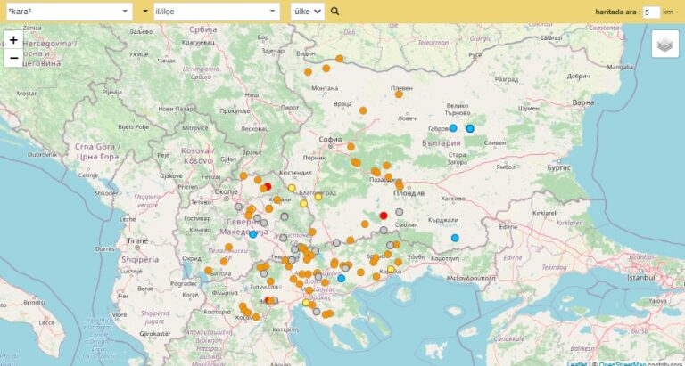 Black (Kara) Place Names in Balkans (Turkey, Greece, Macedonia, Bulgaria)