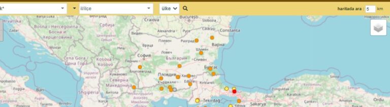 Gök (Blue) place names in Balkans (Turkey, Macedonia, Bulgaria, Greece)