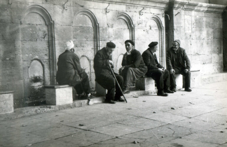 The charming elders in Fatih Mosque, 1975, Istanbul