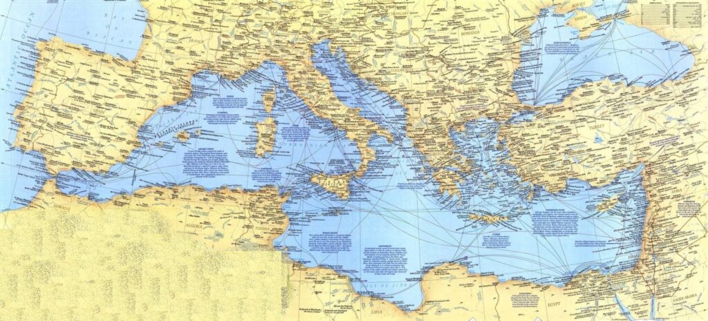 Карта глубин средиземного моря подробная